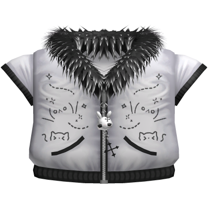 White & Black Gothic Kawaii Emoticon Bunny Vest Roblox item