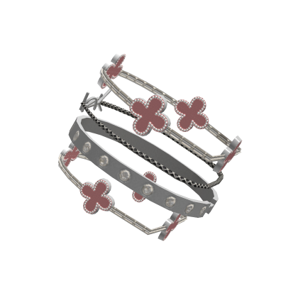 PBR Luxury Shiny Stacked Bracelet Silver Pink thumbnail