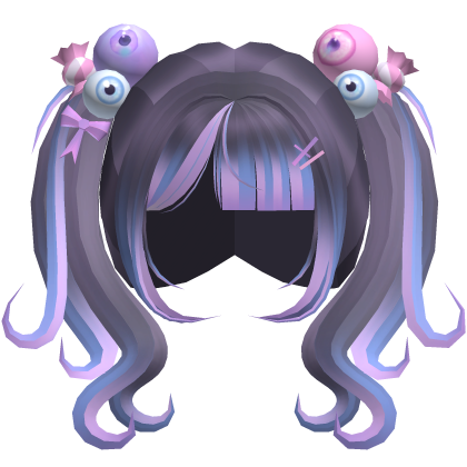 cute spooky eyeball short pigtails in pastel goth