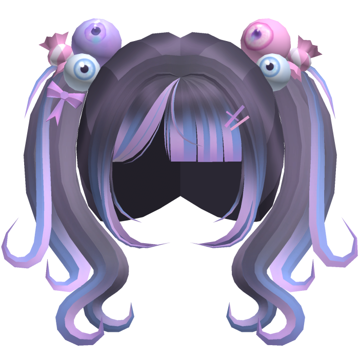 cute spooky eyeball short pigtails in pastel goth
