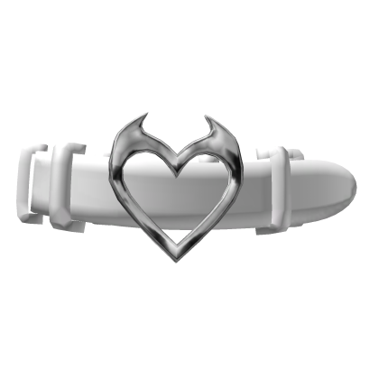 Goth Imp Heart Belt Choker Y2K - White Silver