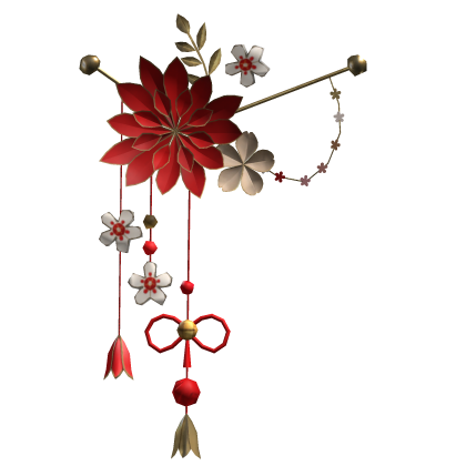 Bright Red & Gold Lotus Japanese Flower Hairclip