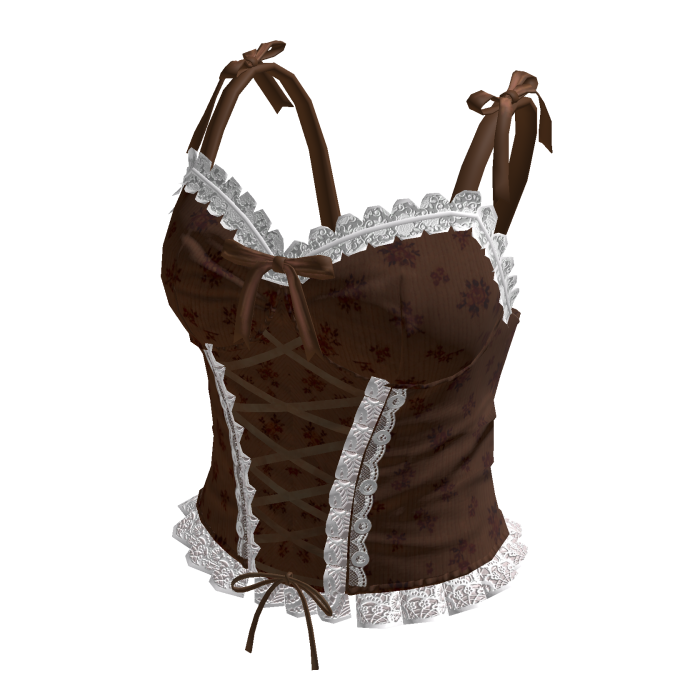 Coquette Floral Lace Up Corset Top (Brown)