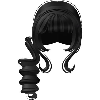 ♡ wispy side curly doll cute black pigtail Roblox item