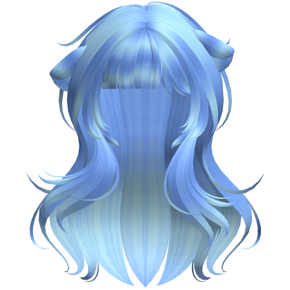 Ice Blue Kawaii Wavy Shy Cat Girl Hair Roblox item