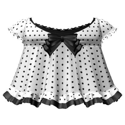 cute black n white polka dot babydoll dress 3.0 Roblox item