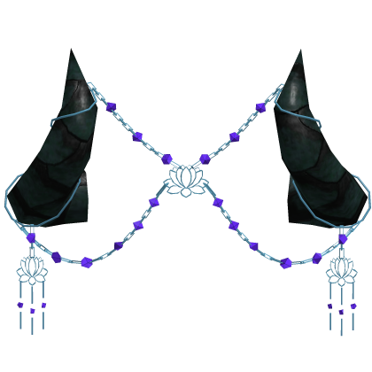 Black Celestial Lotus Chain Horns - Purple