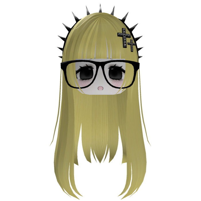 Emo Moe Head with Glasses and Spikes