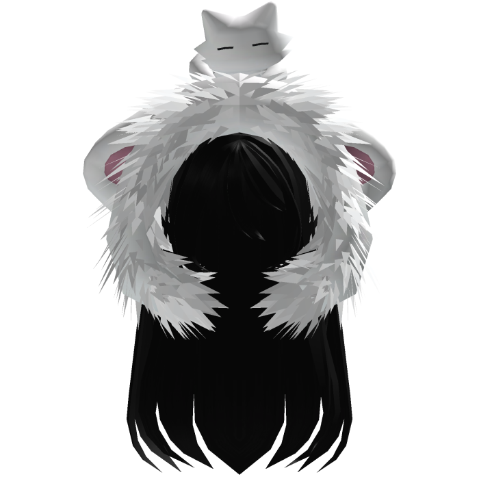 Black Straight Hair W/ White Moe Hood Fur