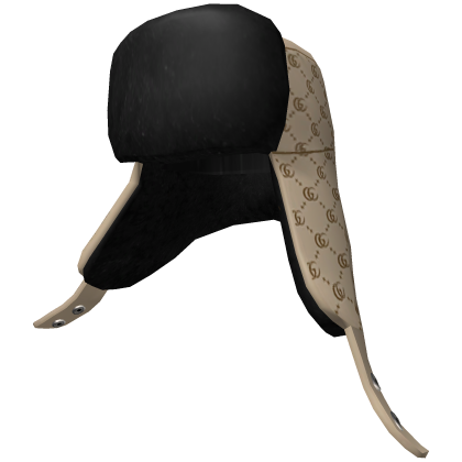 Beige Monogram Ushanka | Fur Winter Hat | Y2K