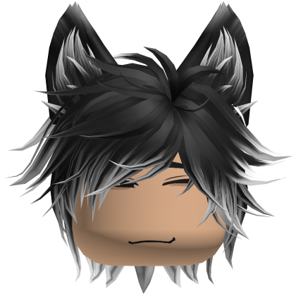 Neko Cat Boy Anime Gamer Spikey Hair (Black&White)