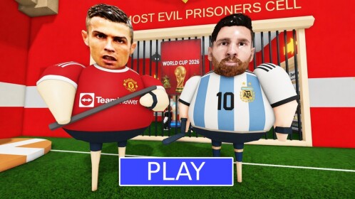 ⚽ ¡Carrera de prisioneros de Ronaldo vs Messi! (Obby) 