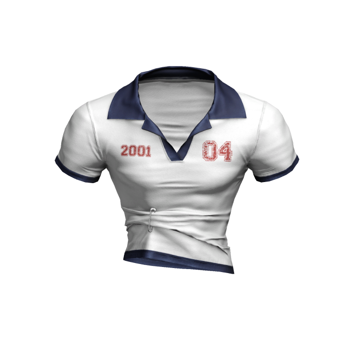 Pinned Collared White/Navy Shirt