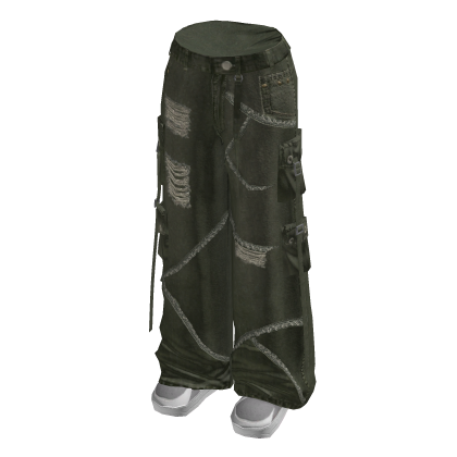 Strapped Baggy Jeans w/ Sneakers (Green)