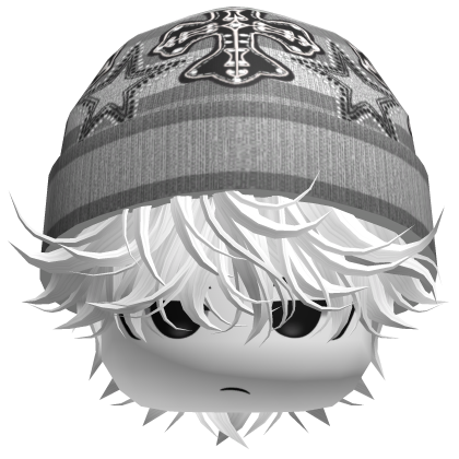 Messy Spikey Hair W/ Skater Beanie White V2 Roblox item