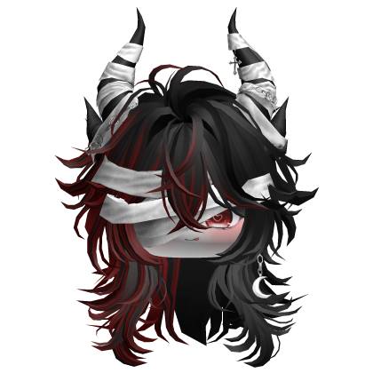 Horned Anime Demon Wolfcut (Dark Red)