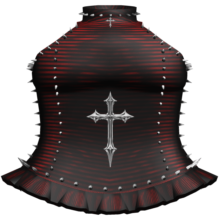 Emo Red Striped Spiked Turtleneck Cross Dress