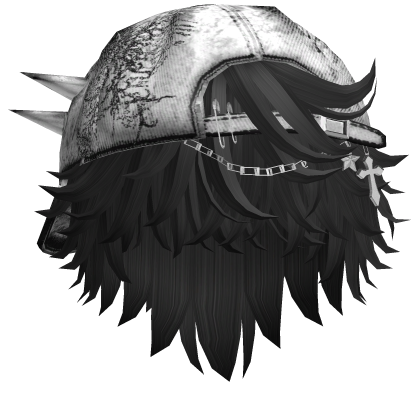 emo grunge streetwear boy hair in black (white) Roblox item