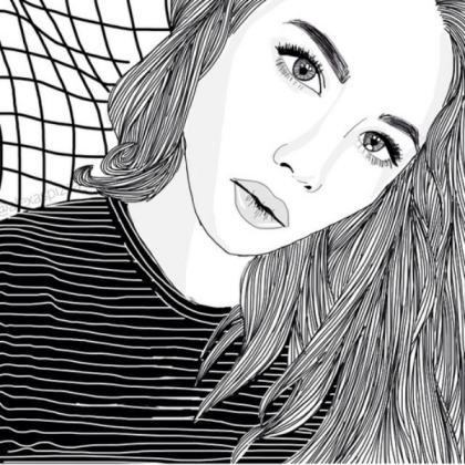 Black and White Girl Outline Roblox decal