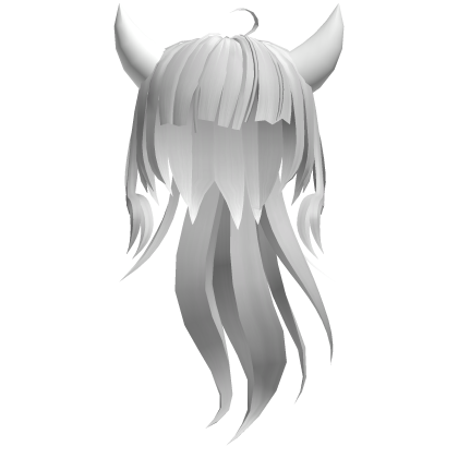 White Anime Ponytail Girl Hair With White Horns Roblox item