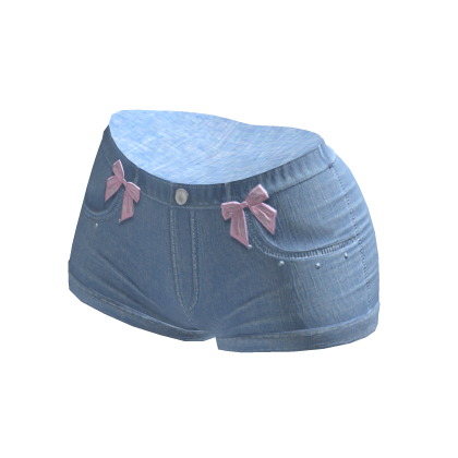 Cutesy Bow Denim Shorts pink thumbnail