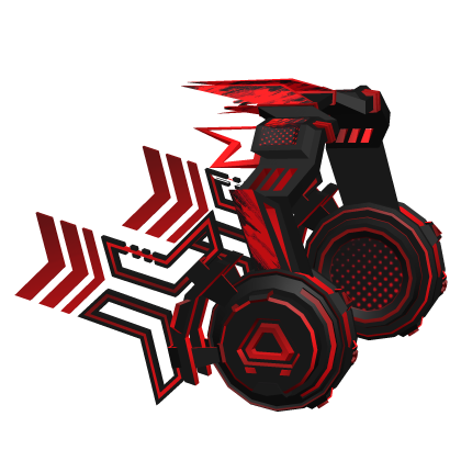 Red Black Grunge Cyber Headphones