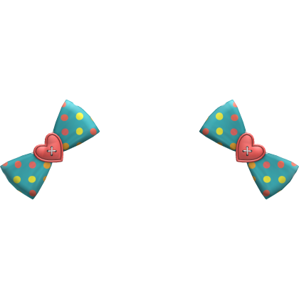 (7) Teal/Coral Polka Bows Roblox item