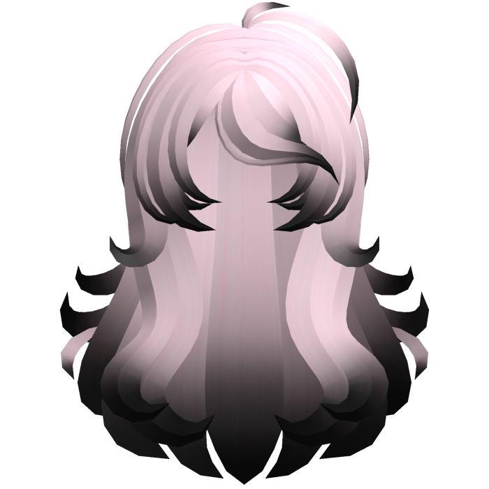 fluffy swirly long side bang hair pink black