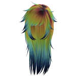 unkept messy long goth wolfcut in rainbow