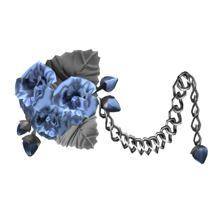 1.0 Blue & Silver Metal Rose Flower Waist Chain