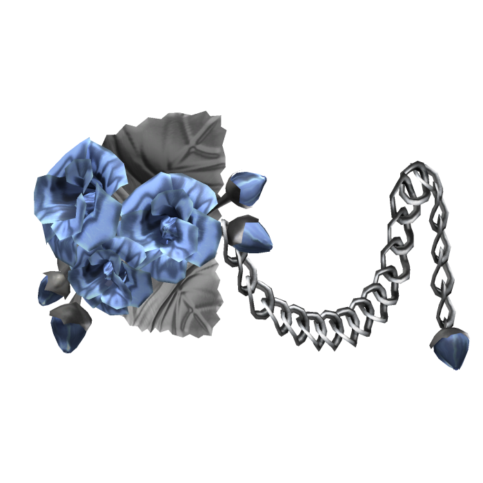 1.0 Blue & Silver Metal Rose Flower Waist Chain