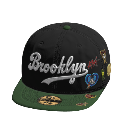 Brookyln Fitted Cap W/ Trendy Pins In Green Roblox item