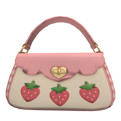 Pink cream strawberry gingham shoulder bag