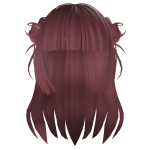 Dark Pink Hair with Buns and Bangs 