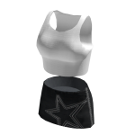 White t-shirt + star miniskirt combo