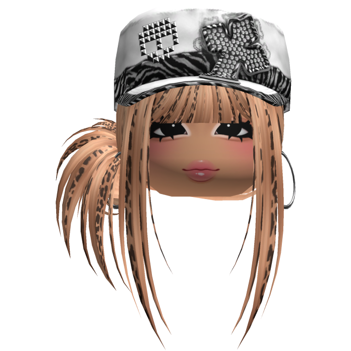 Gyaru Side Bun Hair w/ Zebra Cap & Earrings