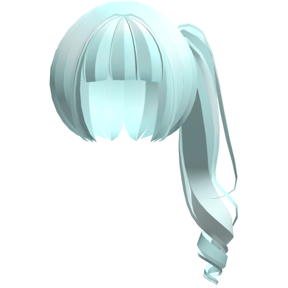 moe neat jirai curly ponytail w bangs teal