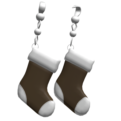 christmas sock earrings - brown