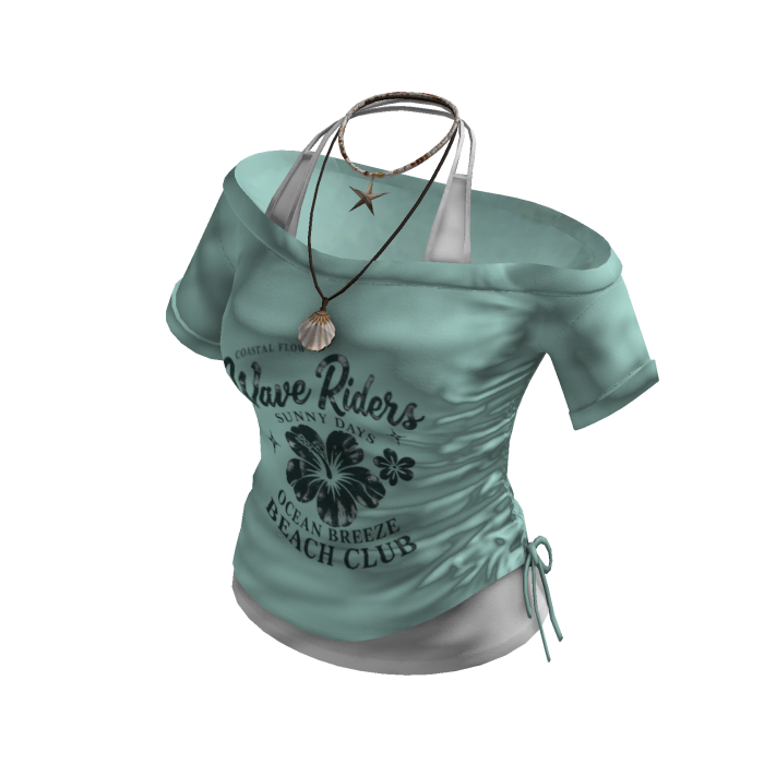 Off Shoulder Graphic Top (Teal)