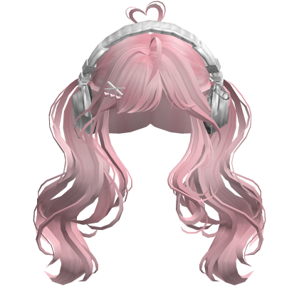 Cute Wavy Pigtails w/Headphones (Pink)