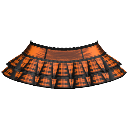 Orange Emo Scene Plaid Layered Ruffle Skirt