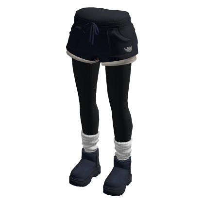 Drawstring Shorts with Contrast Trim (Navy)