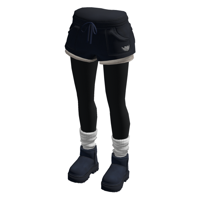 Drawstring Shorts with Contrast Trim (Navy)