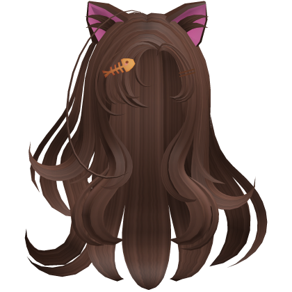 Halloween Brunette Hair with Cat Ears & Fish Clip Roblox item