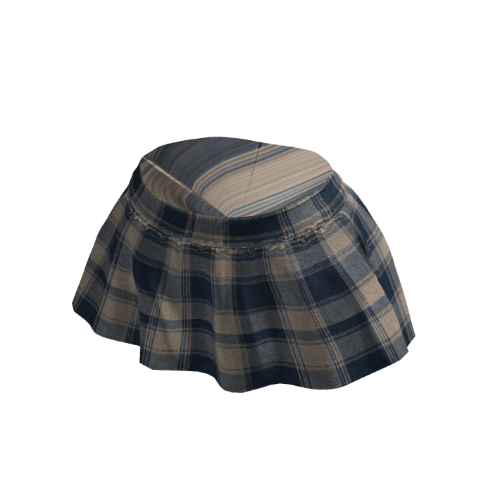 Blue Plaid Pleated Skirt