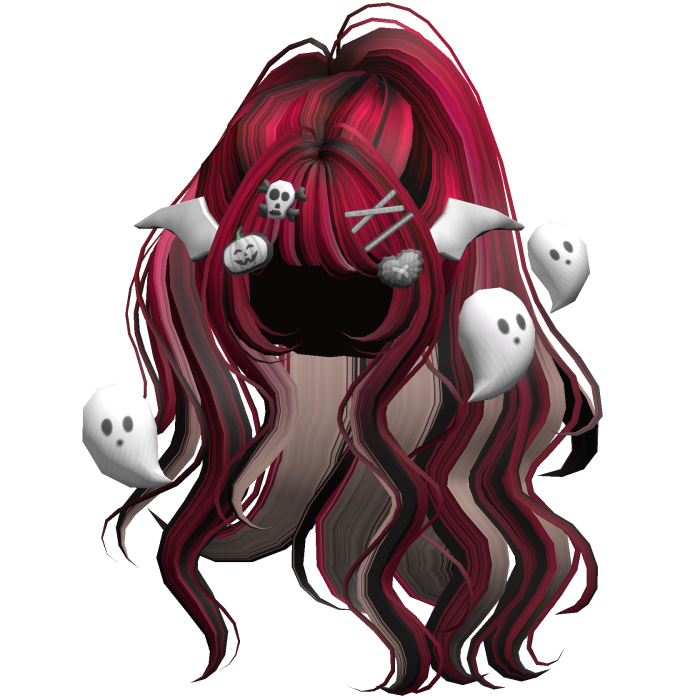 Red&Black Halloween Hairclips Wavy Half Down