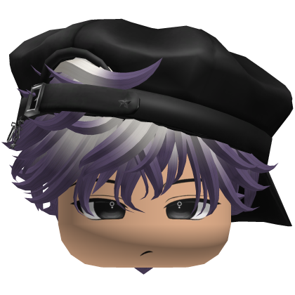 Cute Boy White purple hair with a cap Y2K