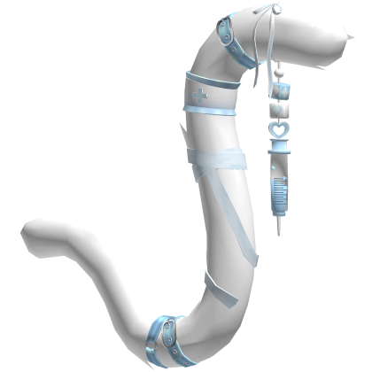White Blue Medic Nurse Cat Tail Roblox item