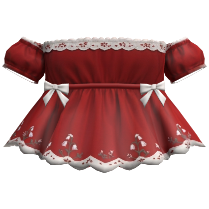 Red Puff Sleeve Ruffle Top