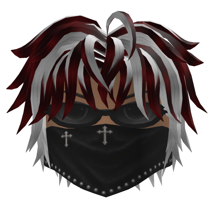 Messy Hair w/ Bandana & Glasses (Crimson/White)